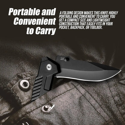 Stainless Steel Folding Pocket Knife with Clip – EDC Camping & Fishing Knife
