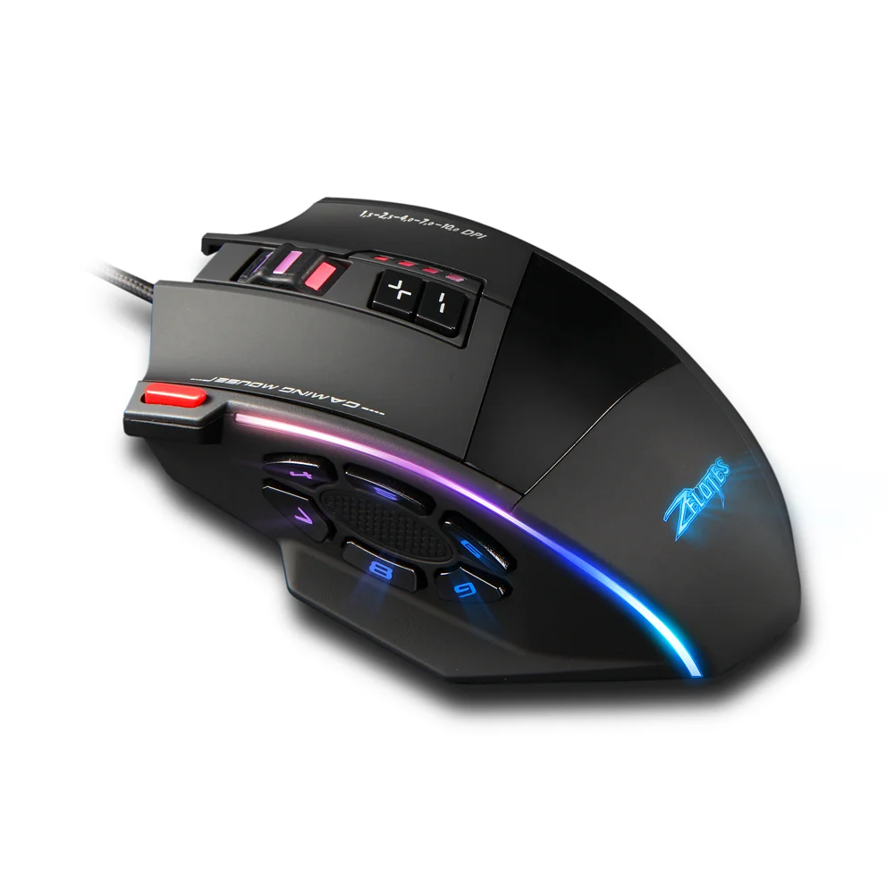 ZELOTES C13 Wired Gaming Mouse | 13 Keys | 10000 DPI | RGB | Laser Sensor | For Laptop & PC