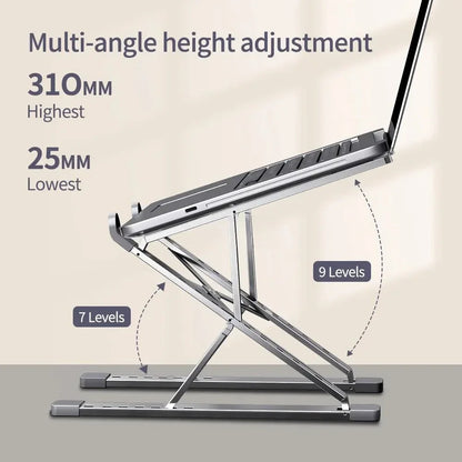 Aluminum Laptop Stand – Adjustable, Foldable, Cooling, Portable Notebook Holder for MacBook