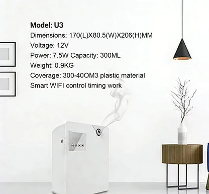 Waterless Aroma Diffuser 300ml — WiFi Control, Essential Oil, Timer Function, Home & Hotel