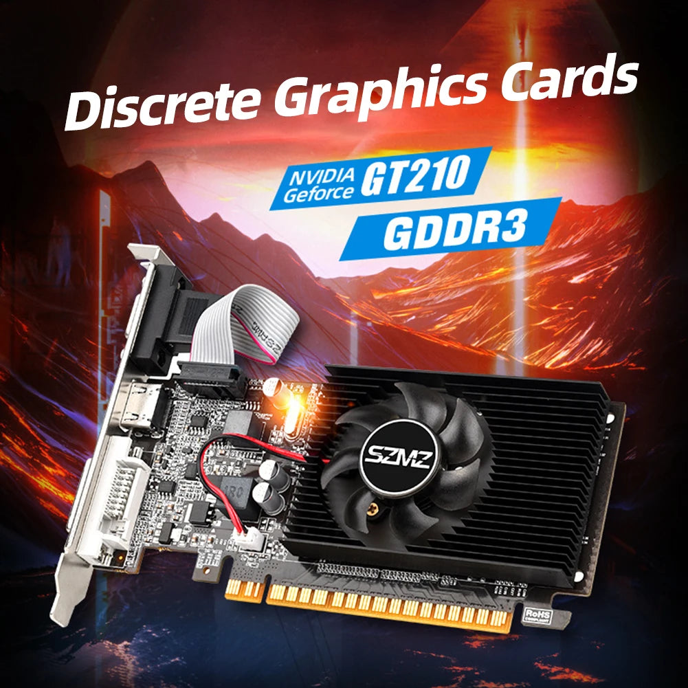 GT210 1GB Graphics Card | DVI VGA HDMI | Low Profile | PCIe 2.0 | Office & Gaming
