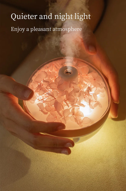 USB Rechargeable Air Humidifier 270ml — 800mAh Battery, Colour LED Light, Mist Maker, Flower Design