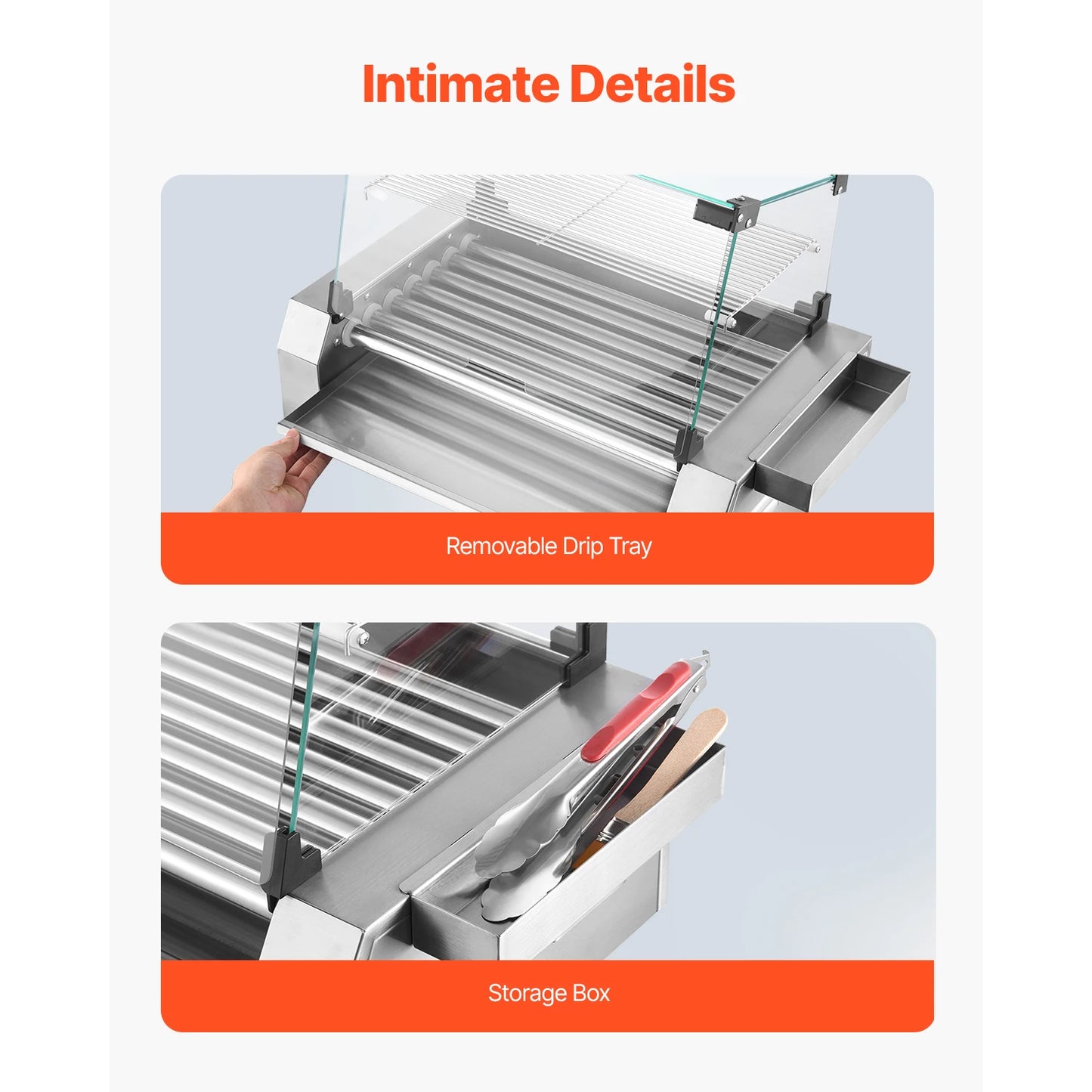 SucceBuy Hot Dog Roller Grill – 5, 7 or 11 Rollers, Stainless Steel, Dual Temp Control, Commercial Sausage Cooker