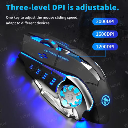 AIEACH Bluetooth Wireless Gaming Mouse – Rechargeable, RGB Backlight, E-Sports Style for PC