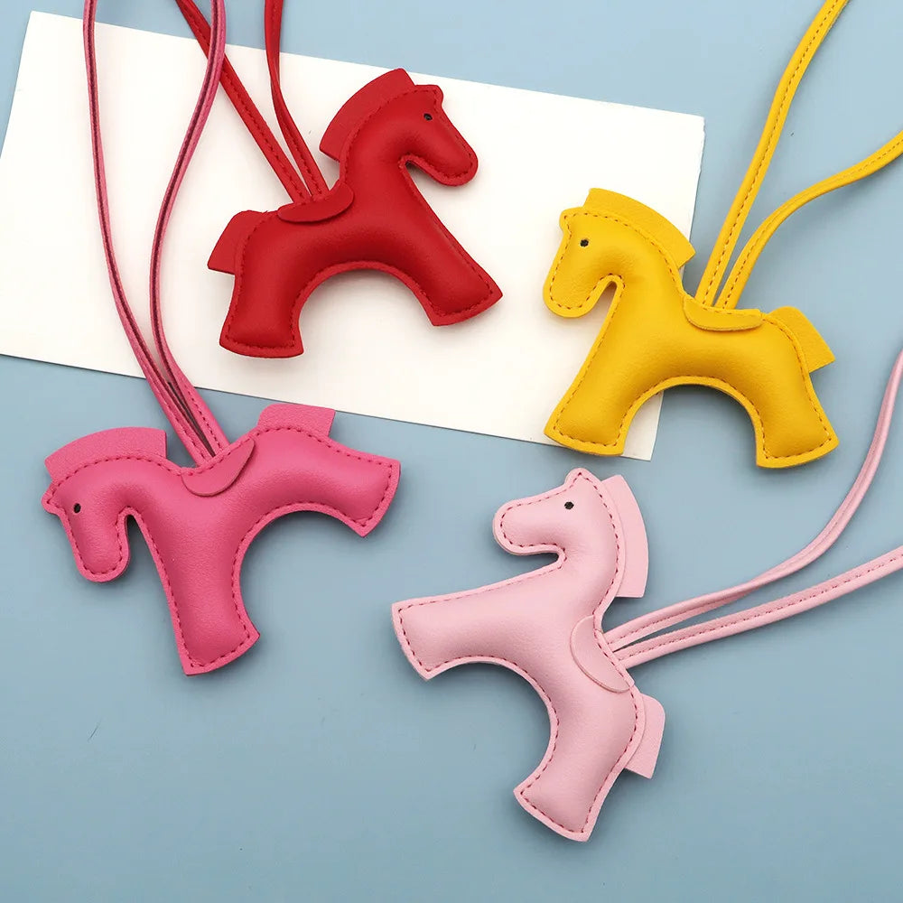 Pony Bag Charm | PU Leather Luggage & Car Pendant | Travel Accessory