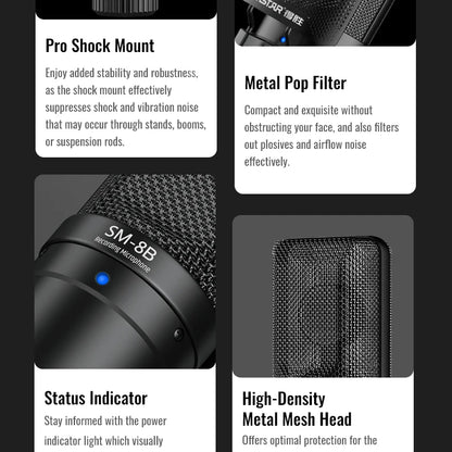 TAKSTAR SM-8B (2nd Gen) XLR Condenser Microphone – Studio Mic for Podcasting, Streaming & YouTube