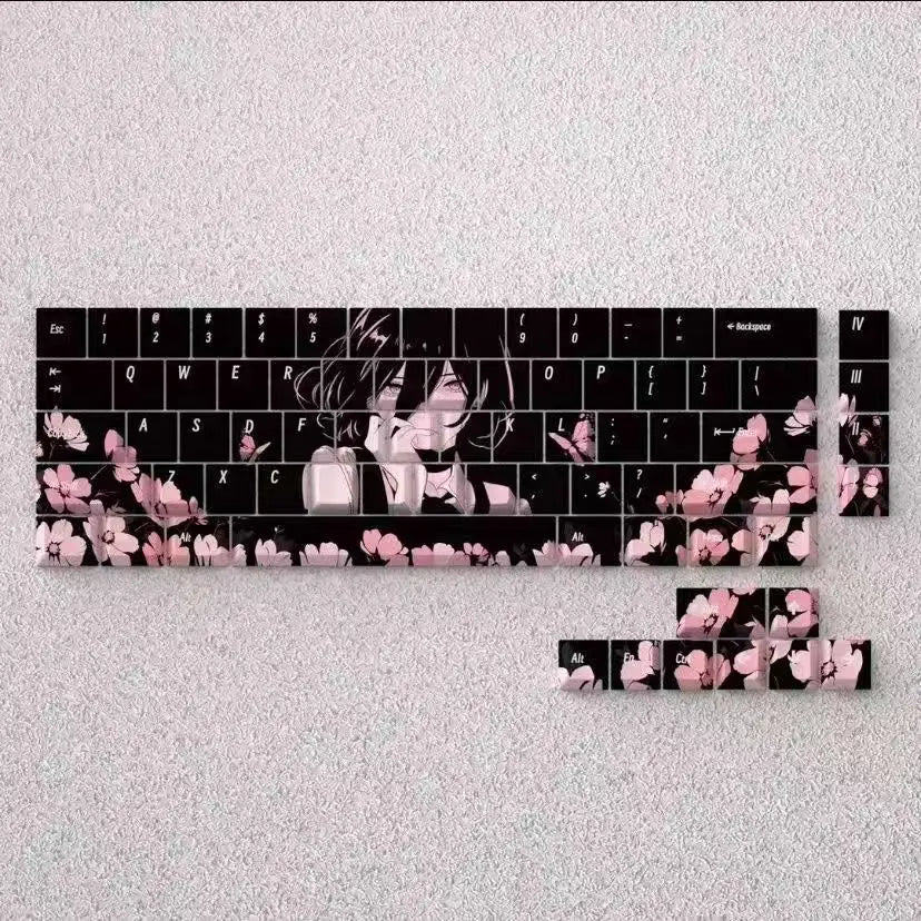 Chainsaw Man Anime Keycaps – PBT Dye-Sub, Cherry Profile, 74–140 Keys, for Mechanical Keyboard