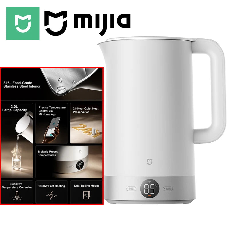 Xiaomi MIJIA Electric Kettle 3 Pro – 2L, 4 Temperature Settings, 24H Heat Preservation | 220V | EU/UK/AU