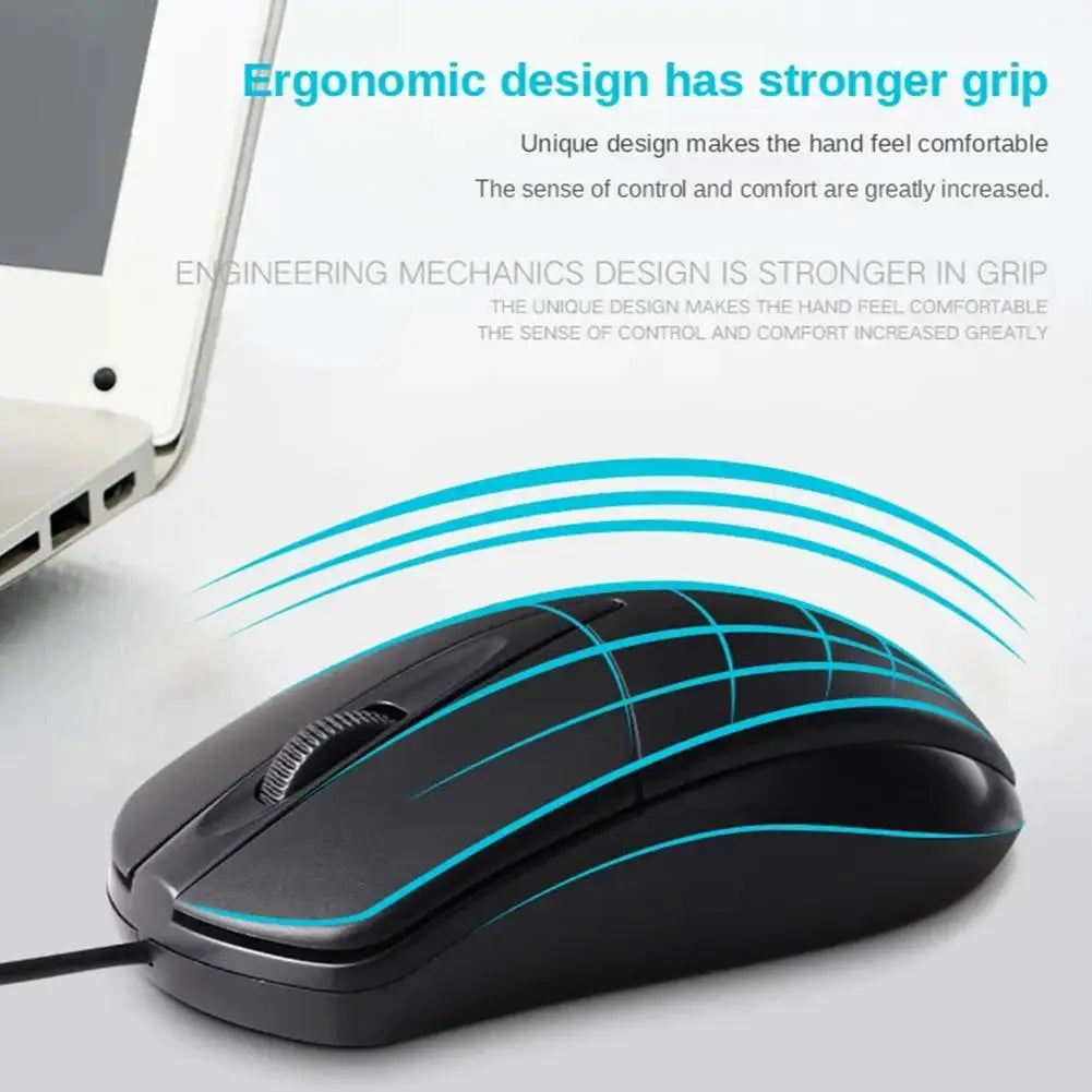 Silent Wired Mini Mouse – Ergonomic, 100cm Cable, for Laptop & PC