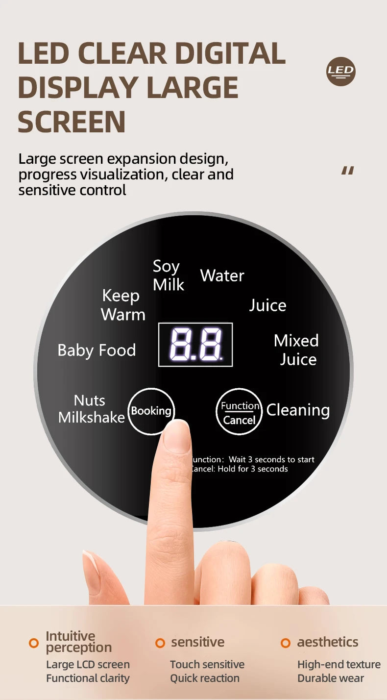8-in-1 Automatic Nut Milk Machine & Coffee Maker – 40oz, Self-Cleaning, Delay Start, Keep Warm