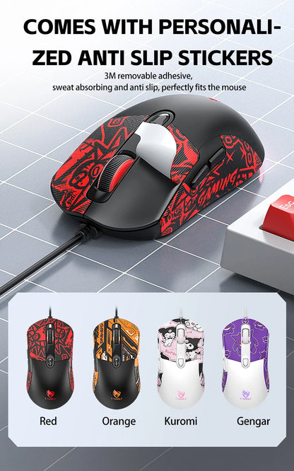 OBAME Wired Gaming Mouse – 6-Key RGB Backlight, Anti-Slip Sticker Design