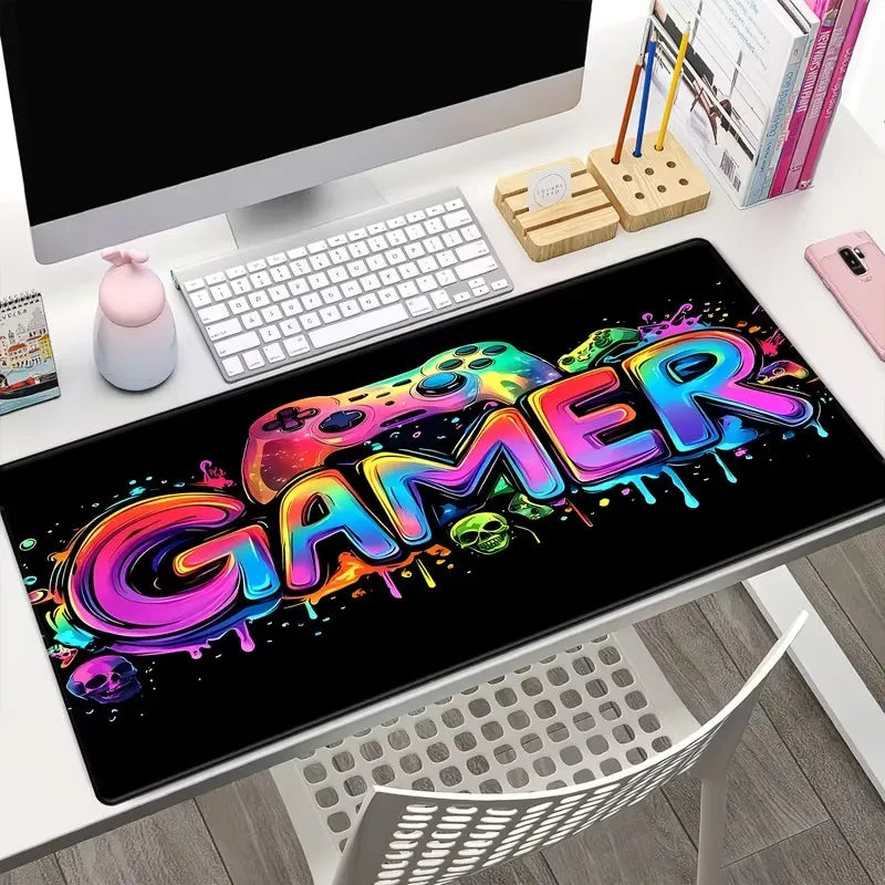 XXL Neon Glow-in-the-Dark Gaming Mouse Pad – Non-Slip Rubber Desk Mat