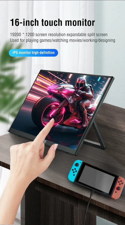 Anmite Portable Monitor 14"/16" – 1920x1200 IPS HDR10, Touch Screen, for Xbox/PS4/PS5/Switch/PC/Laptop