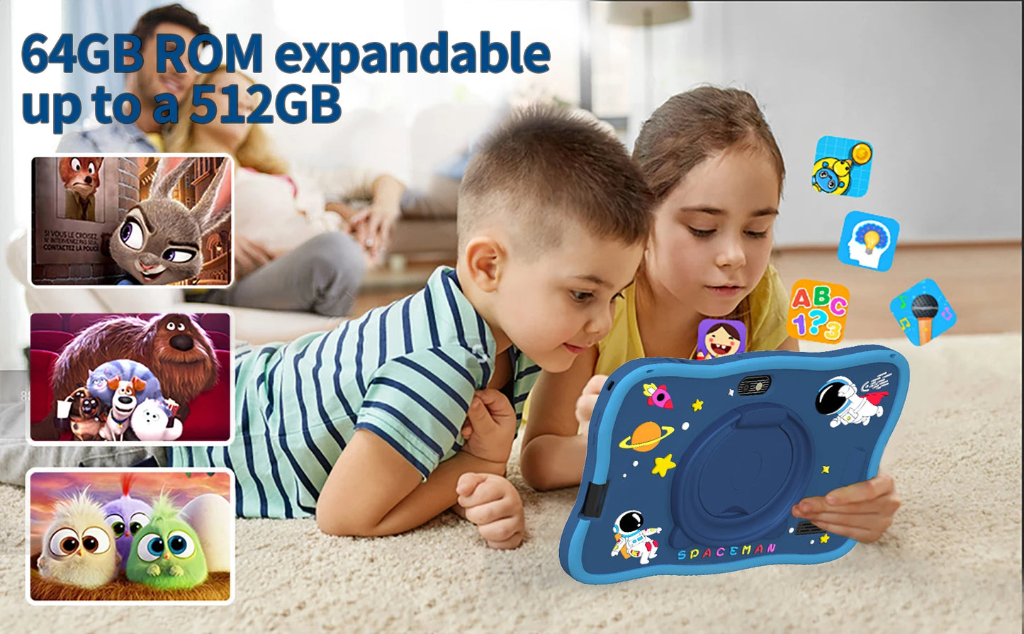 BDF 7" Kids Tablet – Android 13, 4GB RAM, 64GB, IPS, Dual Camera, Wi-Fi, Google Play