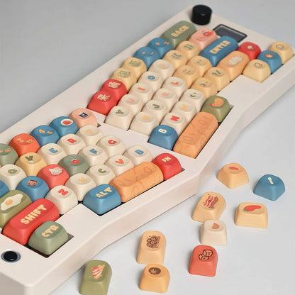 Instant Noodle MOA Profile PBT Keycaps – Cute Cartoon Thermal Sublimation, 5-Sided Dye