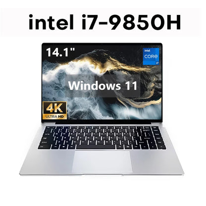 Portable Ultra-Slim Laptop – Intel Core i7-9850H, 12GB RAM, up to 2TB SSD, 4K, Windows 11 | Office & Study Notebook