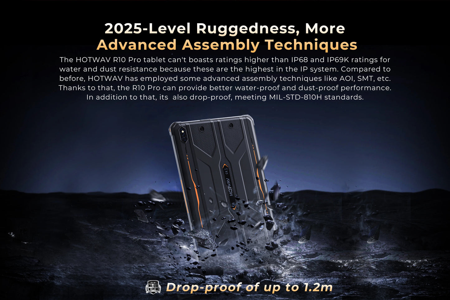 HOTWAV R10 Pro Rugged Tablet | 10800mAh | 10.1" HD+ | Android 14 | 8GB+256GB | 4G | 13MP
