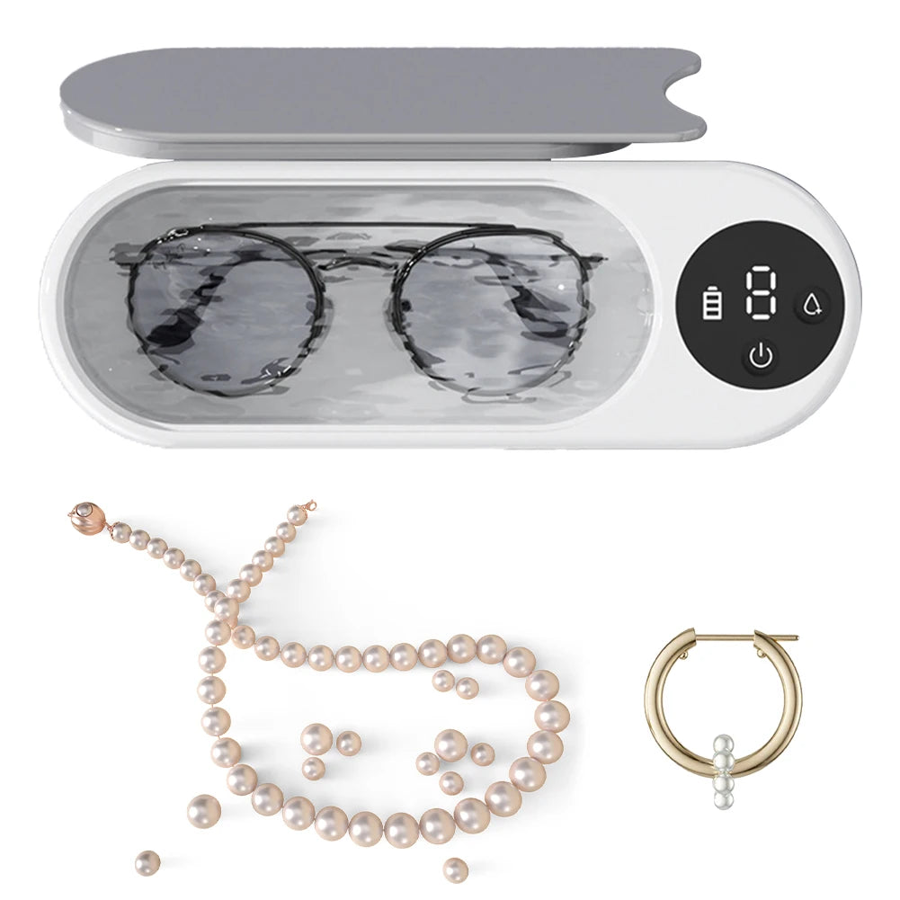 Ultrasonic Jewelry Cleaner Machine – Portable USB Rechargeable Cleaner for Rings, Necklaces & Glasses
