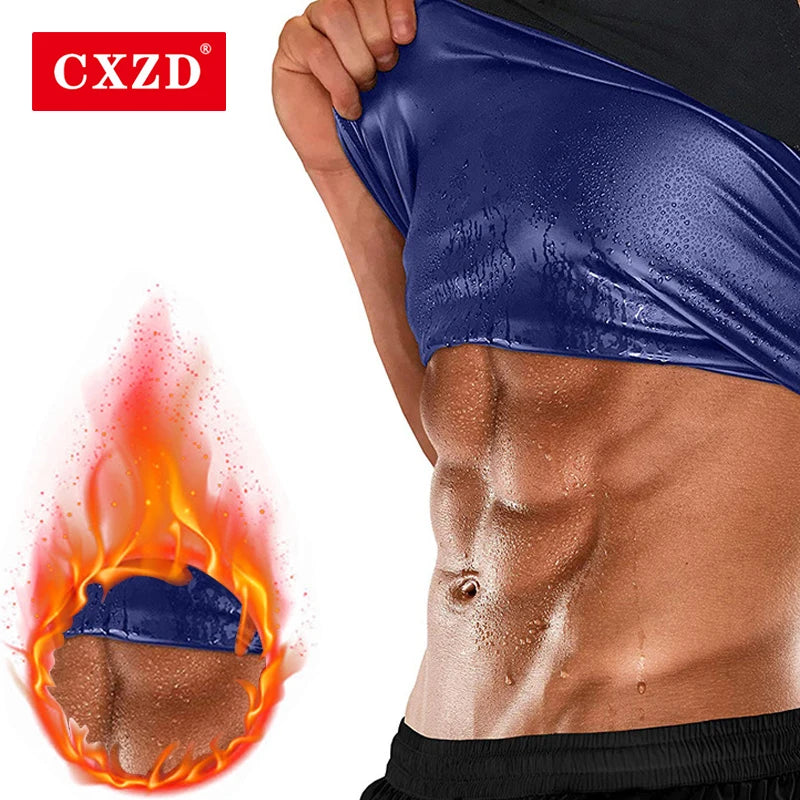 Neoprene sweat sauna vest by R.E.D. Shopping, a slimming waist trainer and body shaper for men and women, shown on a model.