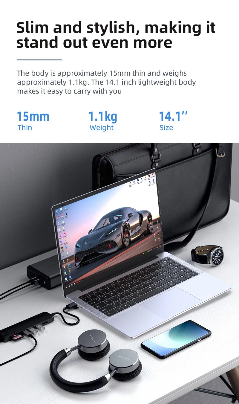 BYONE N7P-N4000 14" Ultraslim Laptop – Intel Celeron N4000, 8GB DDR4, 128GB–1TB SSD, Windows 11