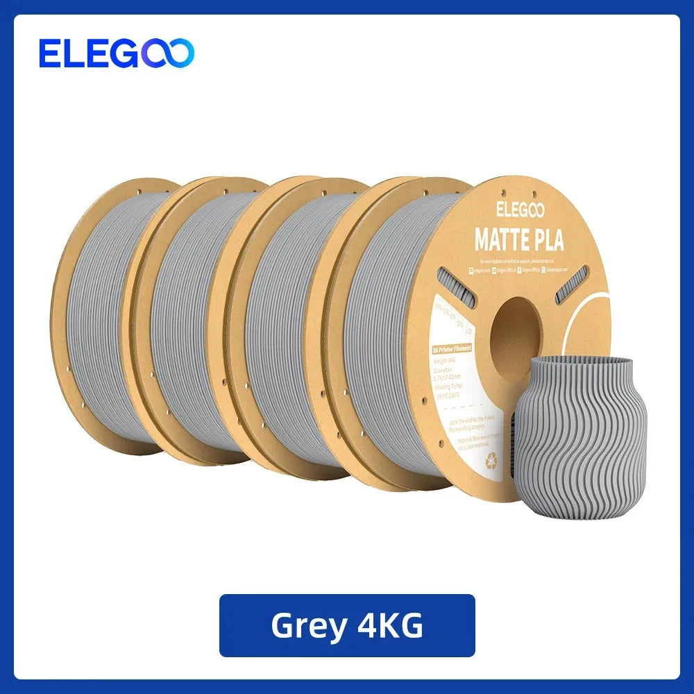 ELEGOO Matte PLA Filament 1.75mm 1KG – +/-0.02mm Accuracy, Cardboard Spool