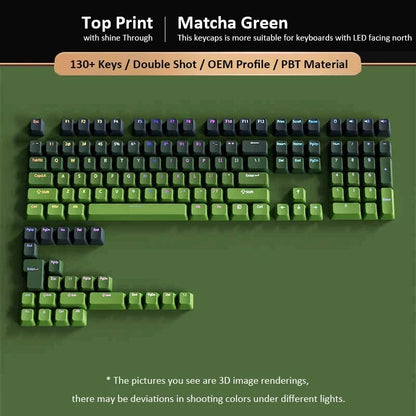 Cherry Profile PBT Keycaps 133+ Keys – White Side-Printed Shine-Through for MX Switches