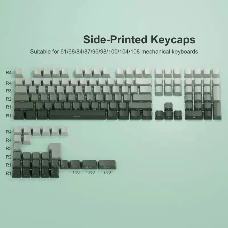 Cherry Profile PBT Keycaps 133+ Keys – White Side-Printed Shine-Through for MX Switches