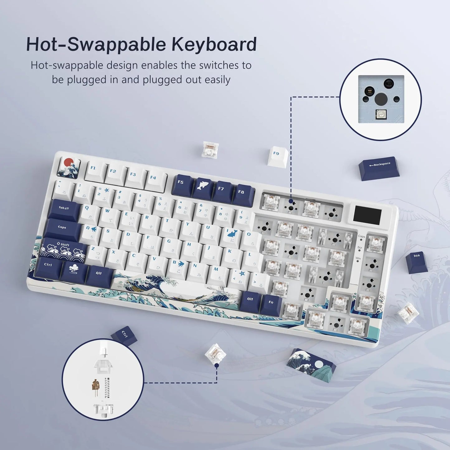 Womier SK80 Gasket Mechanical Keyboard – 83 Key, Hot-Swap, RGB, Smart Display