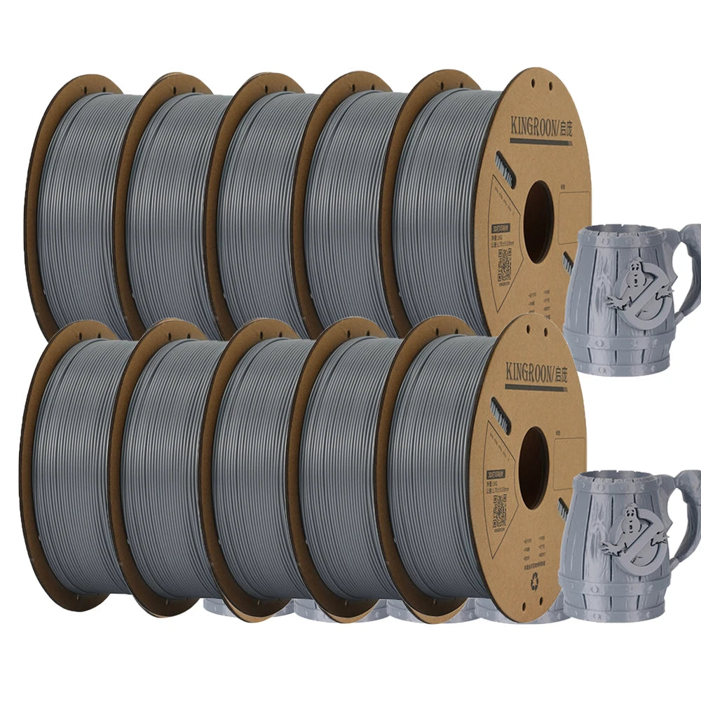 KINGROON PLA Filament 1.75mm – 5 or 10 Rolls, Mixed Colors, No Bubble