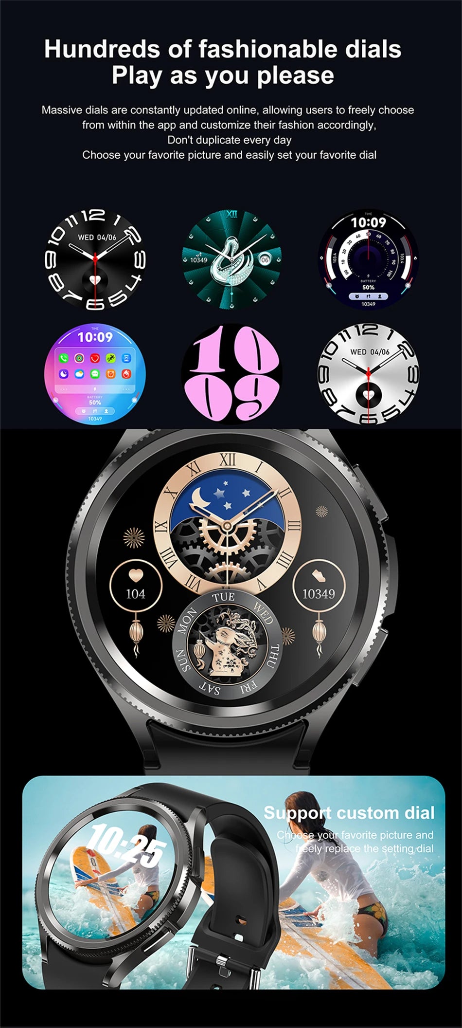 2025 Smart Watch 6 – AMOLED HD Screen, 100+ Sport Modes, IP68 Waterproof, Android & iOS
