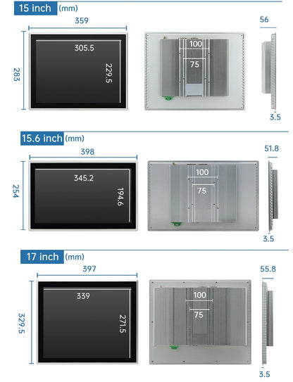 Industrial 15-23.8 inch touch screen panel PC with IP65 aluminum enclosure, embedded all-in-one computer by R.E.D. Shopping.