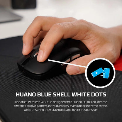 Wireless gaming mouse FANTECH KANATAS WG9S with PIXART 3311 sensor, 12000 DPI, macro buttons, black with ergonomic design.