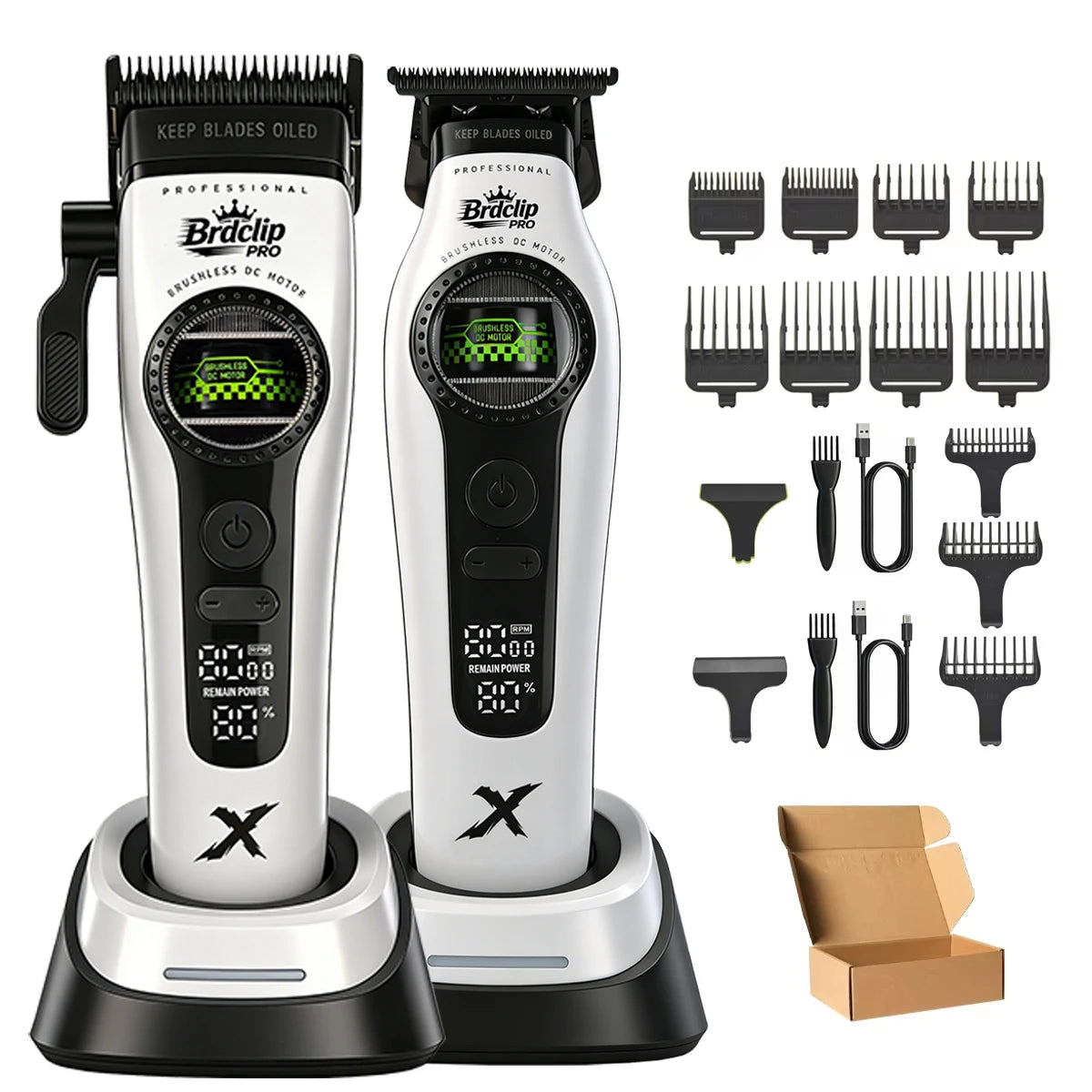 Professional Barber Hair Clipper – 5-Speed, 8000RPM, Brushless Motor, Detachable Blade