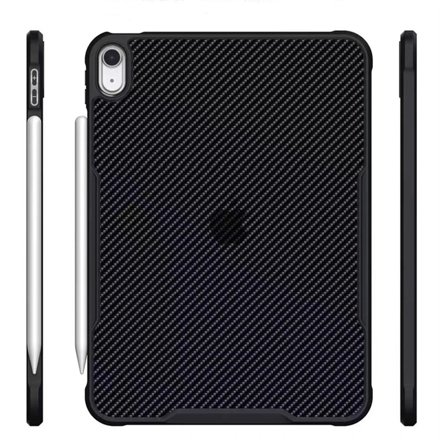 Carbon fiber shockproof iPad case by R.E.D. Shopping, hard cover design for iPad Air, Pro, Mini, 3rd-10th Gen, protective tablet cover