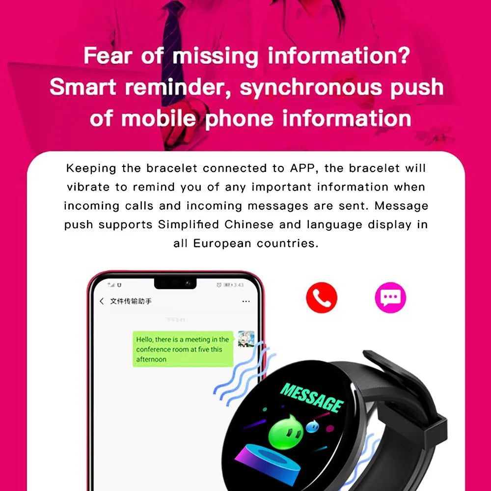 D18 Smart Watch – Waterproof Fitness Tracker with Heart Rate & Sleep Monitor