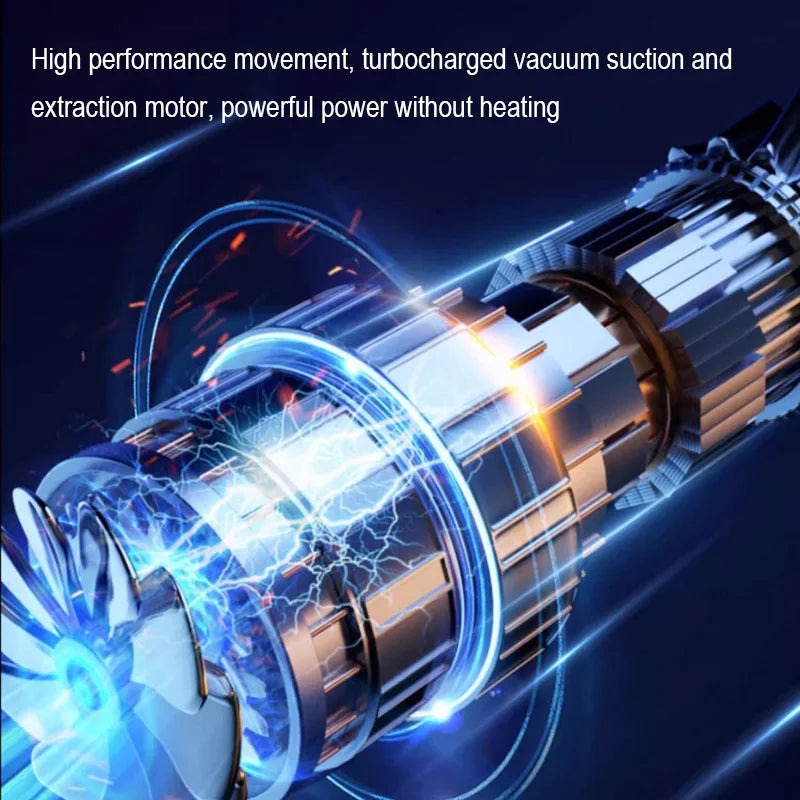Mini wireless car vacuum cleaner by R.E.D. Shopping, portable handheld device with blow and vacuum functions for car cleaning.