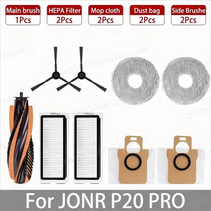 JONR P20 PRO / T5 Pro Robot Vacuum Spare Parts – Brush, Filter, Mop & Dust Bag