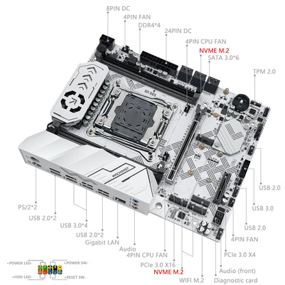 MACHINIST X99 U9 Motherboard – LGA2011-3, DDR4, 3x NVMe M.2, White Armor