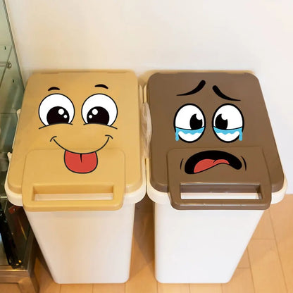 Cartoon Face Stickers 4-Sheet Set | Fun Home Decor for Trash Cans & Toilet