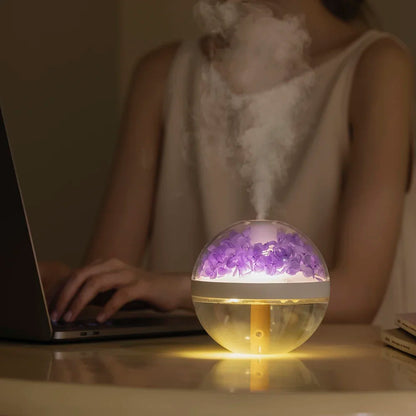 USB Rechargeable Air Humidifier 270ml — 800mAh Battery, Colour LED Light, Mist Maker, Flower Design