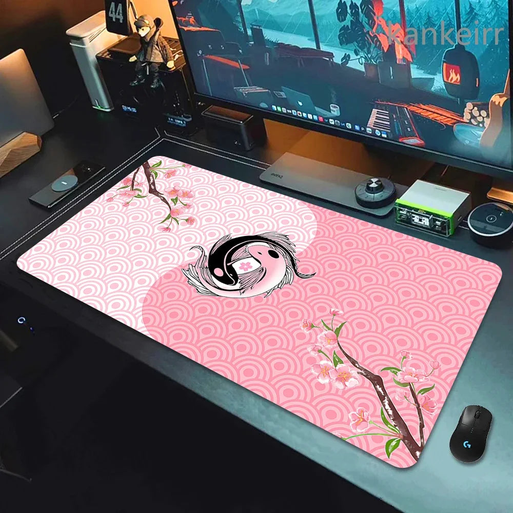 Koi Fish Taichi XXL Gaming Deskmat 90x40 – Natural Rubber, Anti-Slip, Smooth Surface