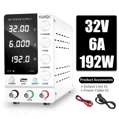 KUAIQU Adjustable DC Lab Bench Power Supply (30V–120V)