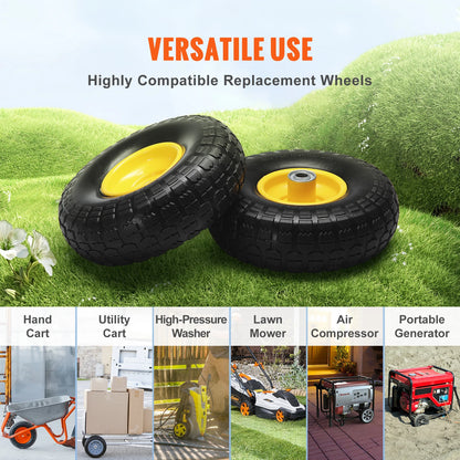 SucceBuy 10" Solid PU Run-Flat Tire Wheels – Flat-Free Tubeless | 2-Pack