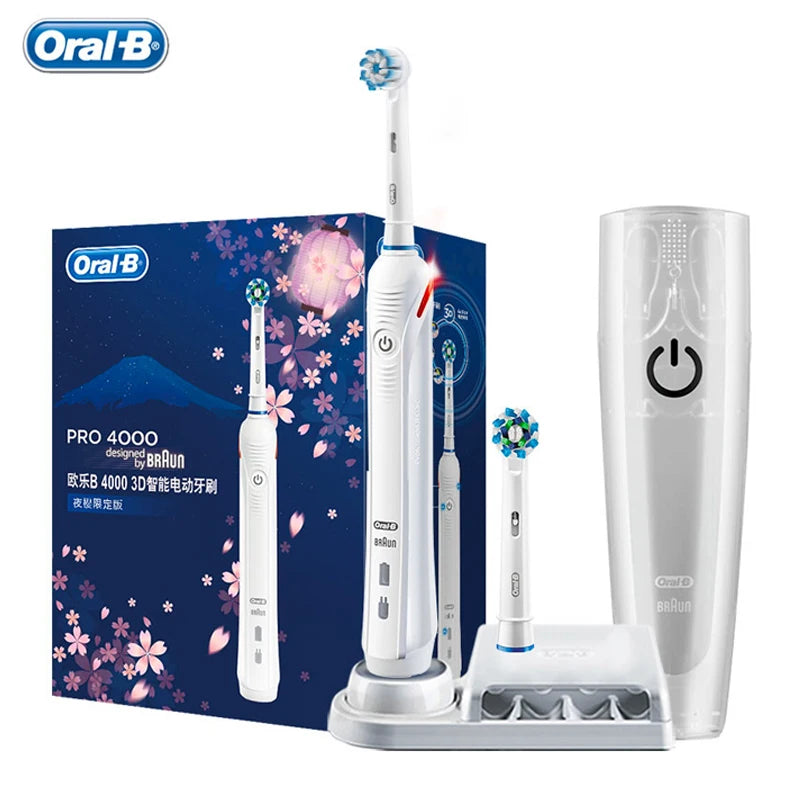 Oral-B Pro 4000 Electric Toothbrush – 3D Action, Pressure Sensor, 4 Modes, Gum Care, Waterproof
