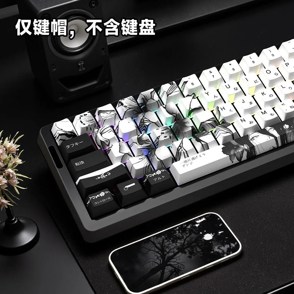 Chainsaw Man Anime Keycaps – PBT Dye-Sub, Cherry Profile, 74–140 Keys, for Mechanical Keyboard
