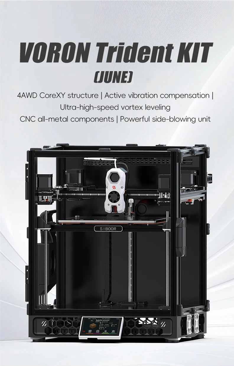 SIBOOR Voron Trident 3D Printer Kit – 4AWD, All HIWIN Rails, CNC Metal CoreXY