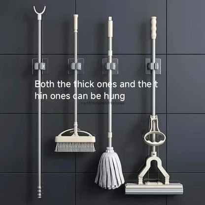 Self-Adhesive Mop & Broom Holder | Wall Mounted No-Drill Storage Hook