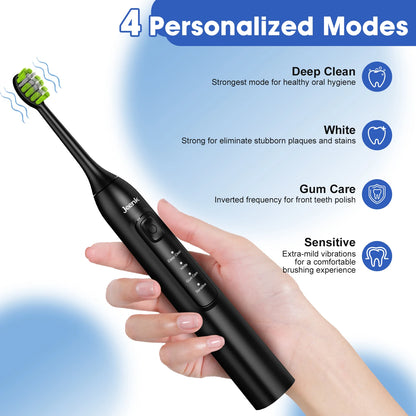 Jeenk JK-Y05 Sonic Electric Toothbrush | 4 Modes | 6 Heads | Smart Timer | Waterproof