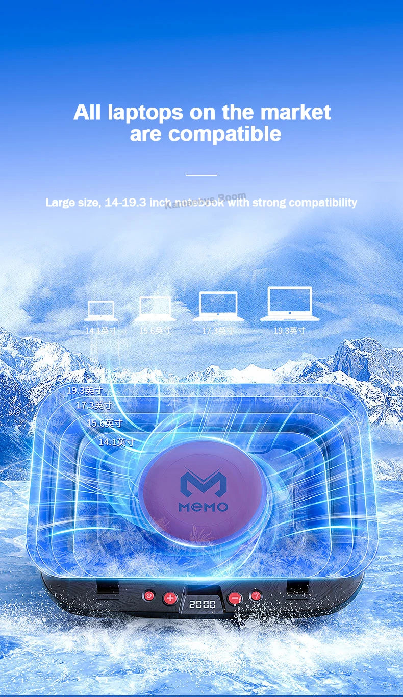 FL08 Laptop Cooling Pad – Powerful Adjustable Fan, Strong Airflow, Gaming Cooling Stand | AU/EU/UK/US Plug