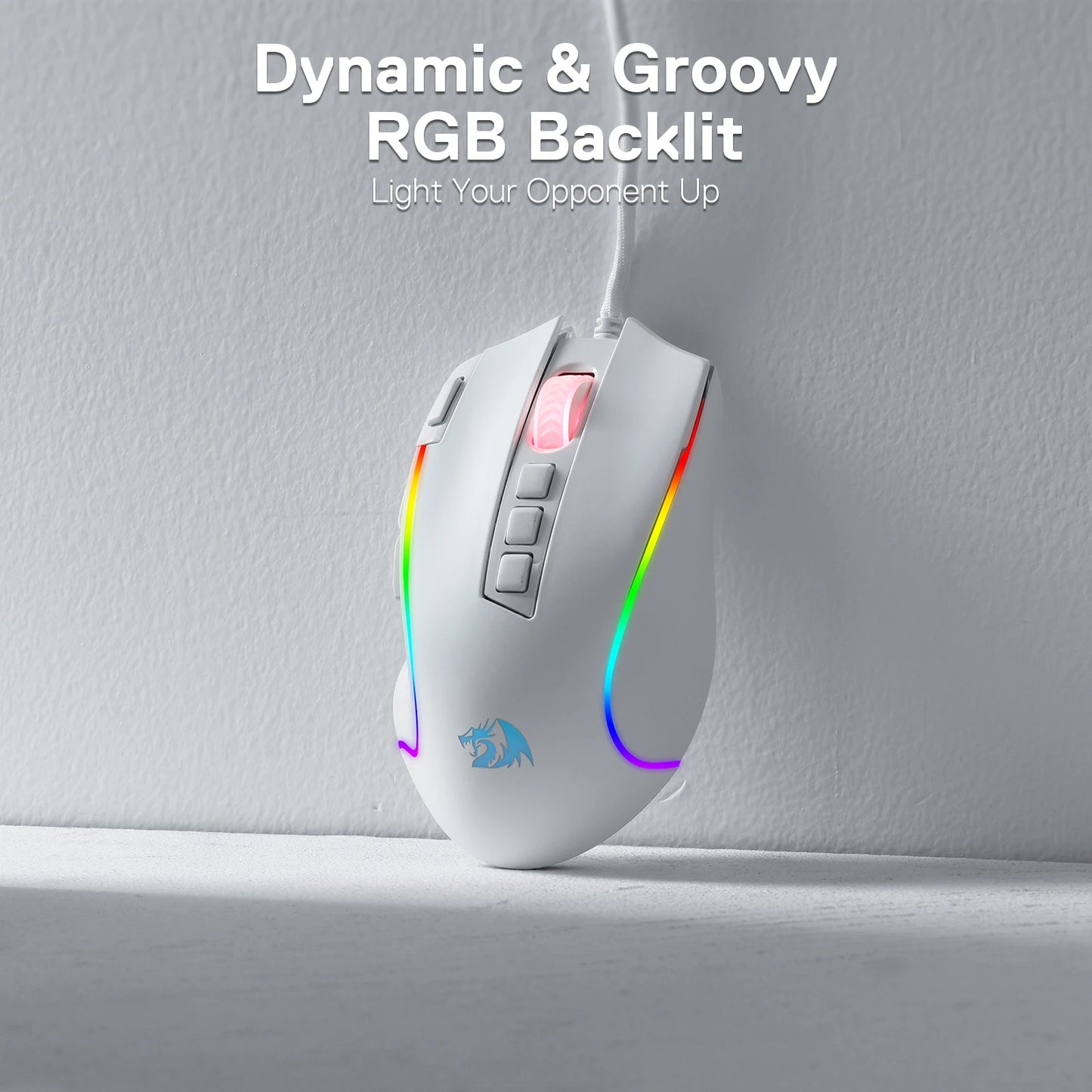 Redragon M612 Predator RGB Gaming Mouse — 8000 DPI, 11 Programmable Buttons, White